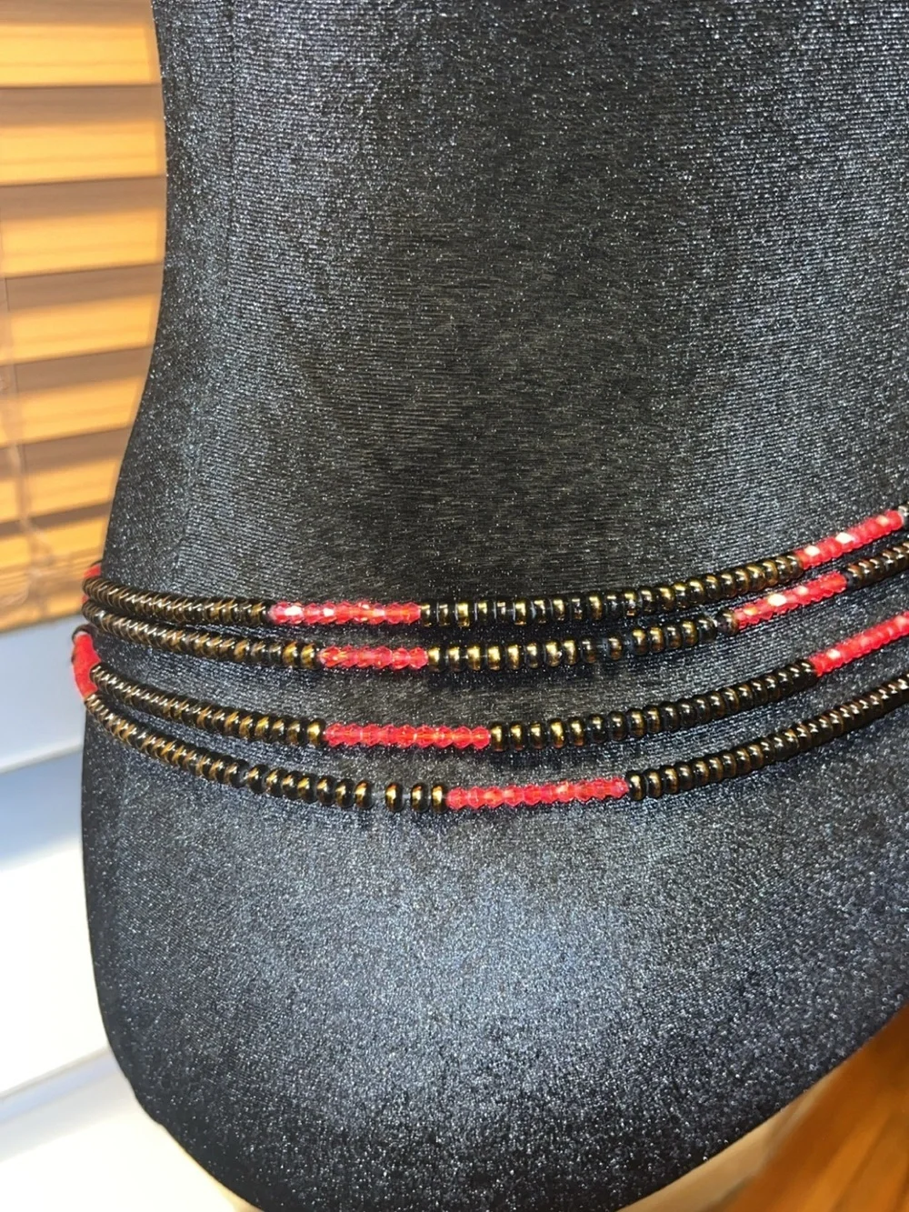 Beaded Multi-Strand Waist Chain with Red Accents handmade